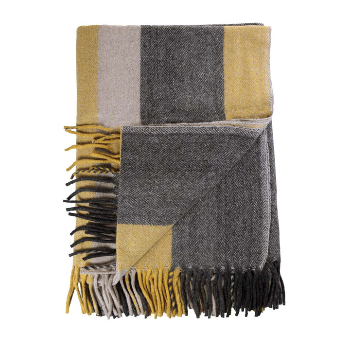 Stripe Herringbone Blanket Natural Taupe - Dunedin Cashmere