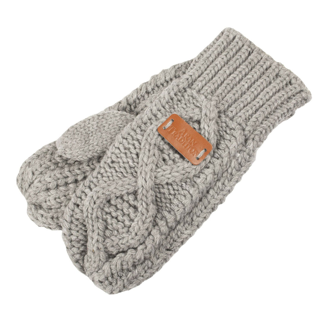 Women's Aran Traditions Cable Mitts Silver - Dunedin Cashmere