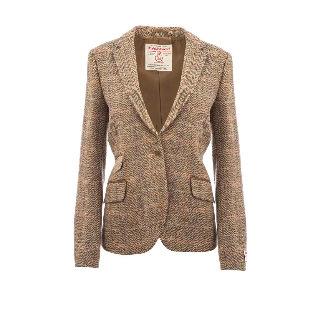 Women's Harris Tweed Iona Jacket Natural Check - Dunedin Cashmere